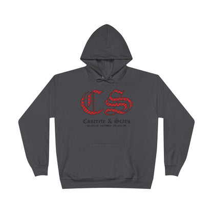 Concrete & Scars Collection - Checkered Old English, Graphic Hoodie — CaliPride Clothing