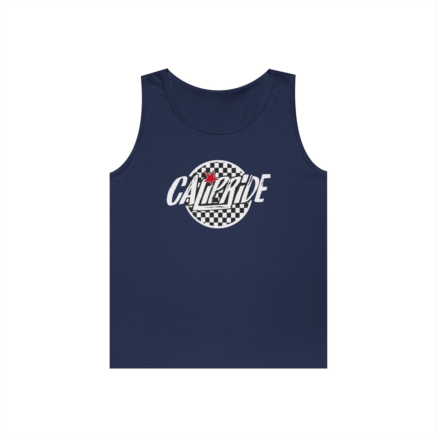 CaliPride Checkered Logo Tank Top | white logo