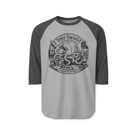 Pacific Works Collection - Raglan, Tipsy Tentacles, Vintage Graphic Raglan Tee — CaliPride Clothing