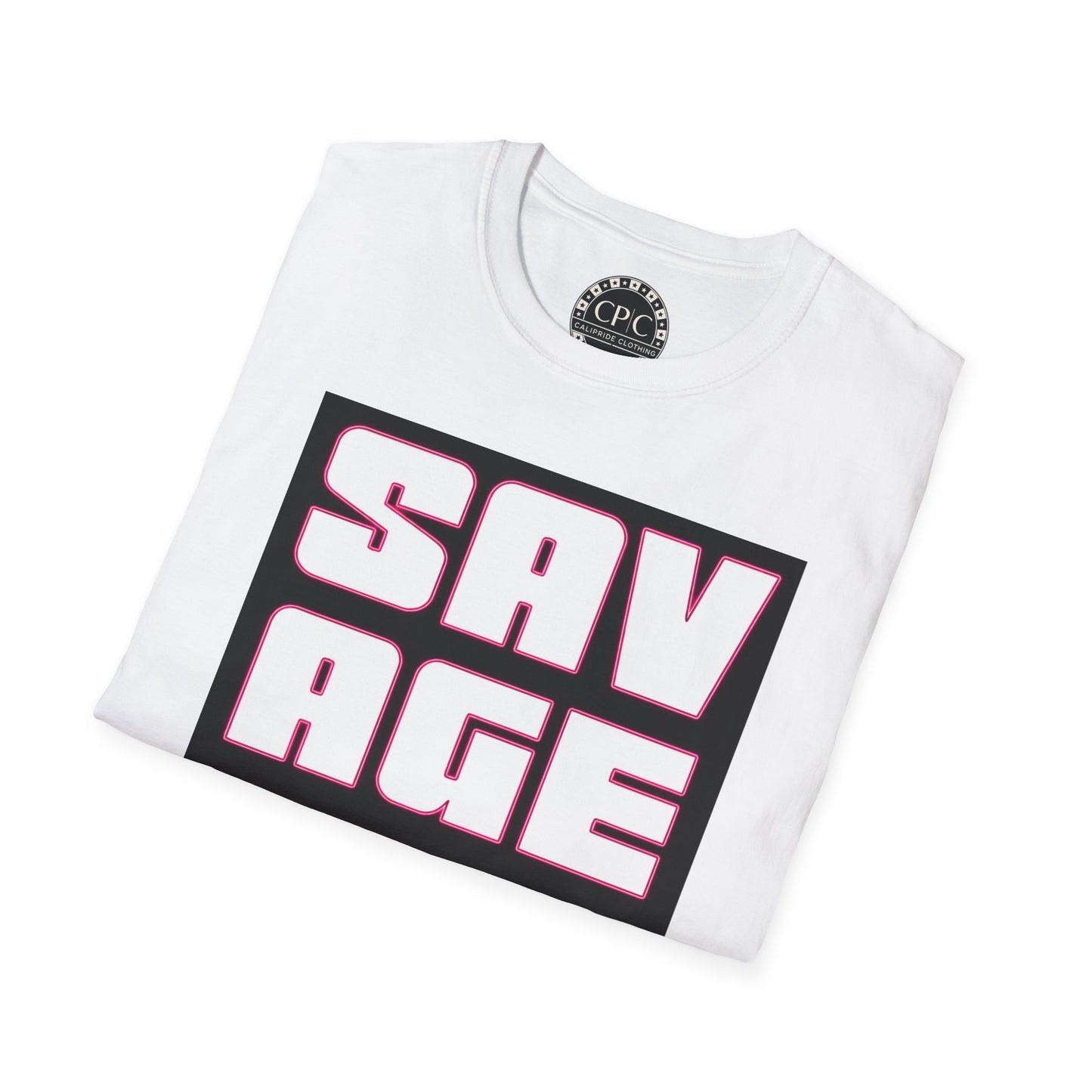 "Savage Vibe Graffiti Block" Series, Neon Pink outlined logo w black — CaliPride Clothing