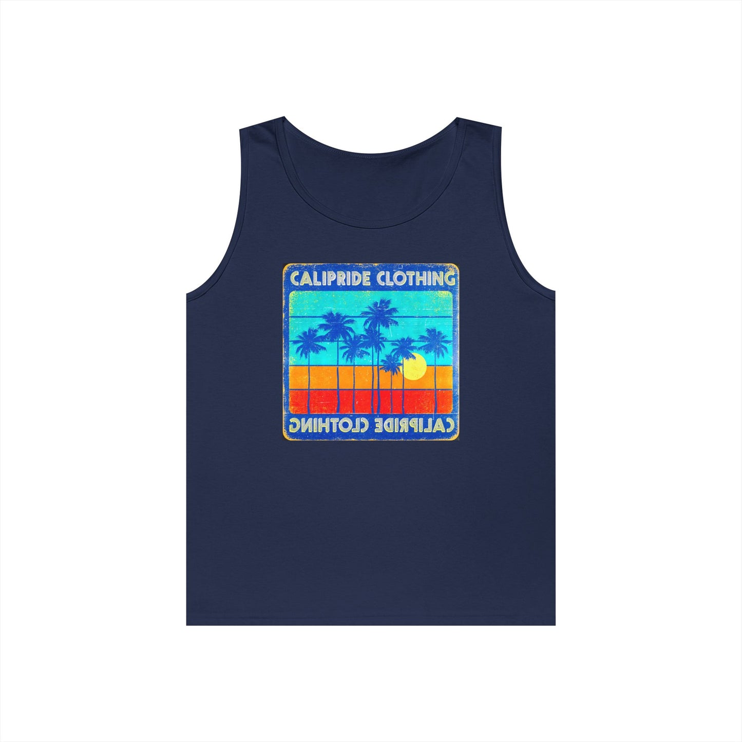 Retro Sun and Palms Silhouette Graphic Tank Top