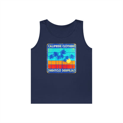Retro Sun and Palms Silhouette Graphic Tank Top