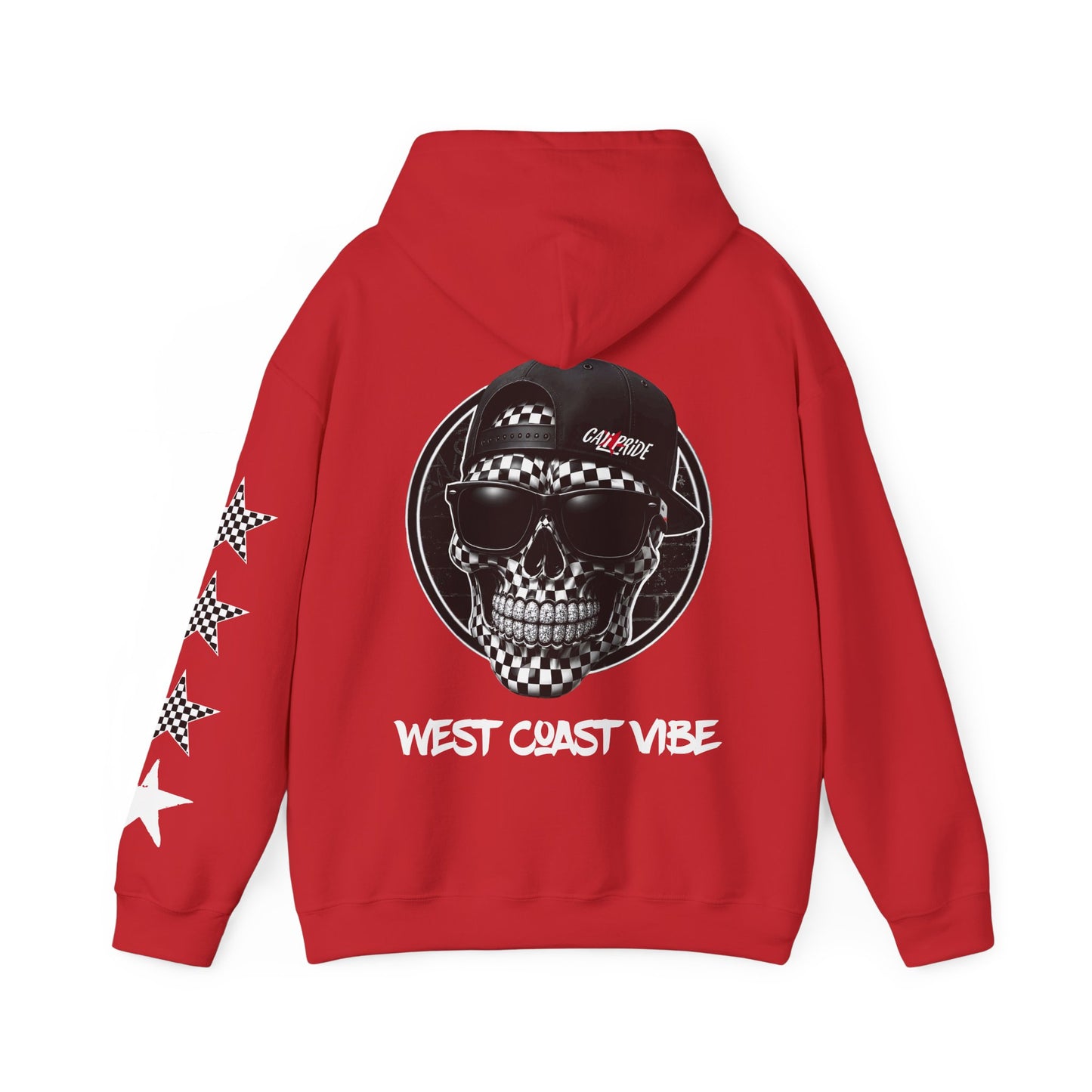 'West Coast Vibe', Checkered Sugar Skull & Stars Hoodie - CaliPride Clothing