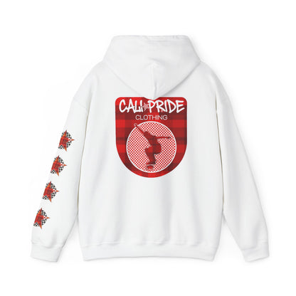 Skater Silhouette Sweatshirt, Red Plaid w Stars | CaliPride Clothing