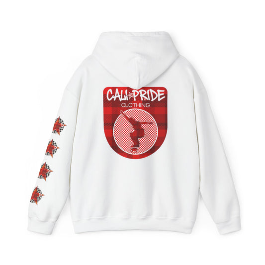 Skater Silhouette Sweatshirt, Red Plaid w Stars | CaliPride Clothing