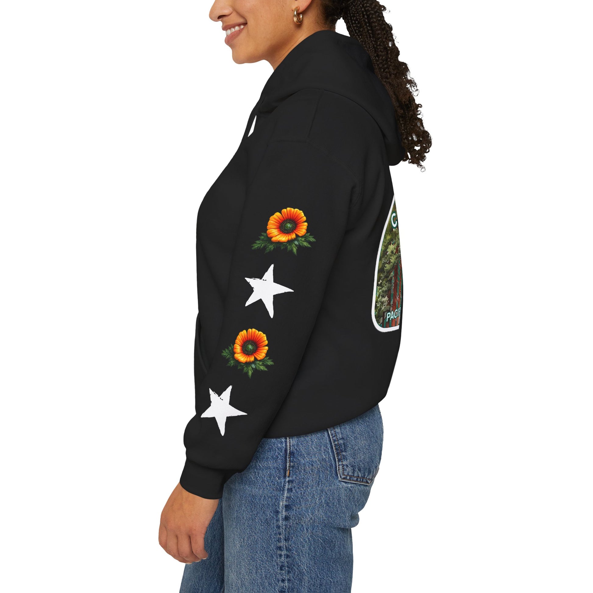 Surf & Beach Collection - Pacific Coast Highway & California Poppies, Graphic Hoodie | CaliPride Clothing