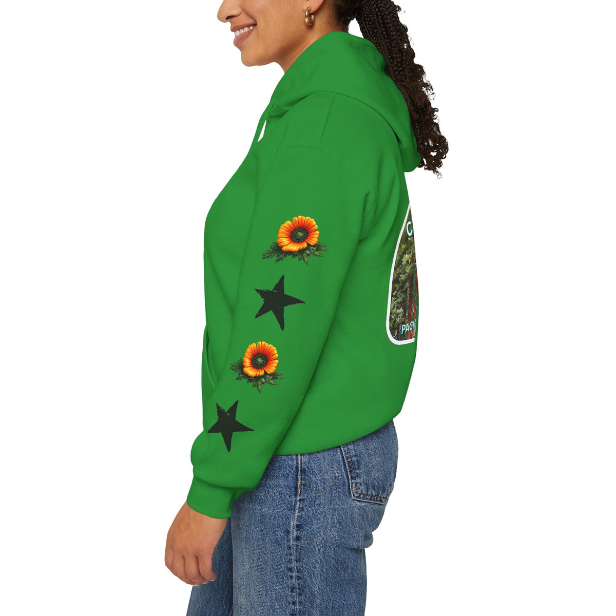 Surf & Beach Collection - Pacific Coast Highway & California Poppies, Graphic Hoodie | CaliPride Clothing