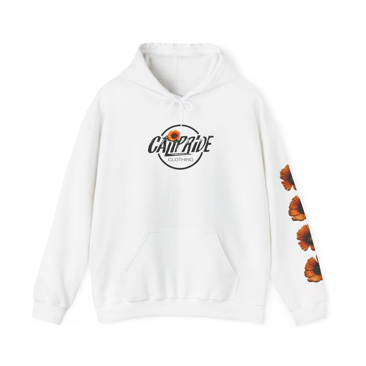 Sunburst Poppy Hoodie w Poppies | CaliPride Clothing black logo