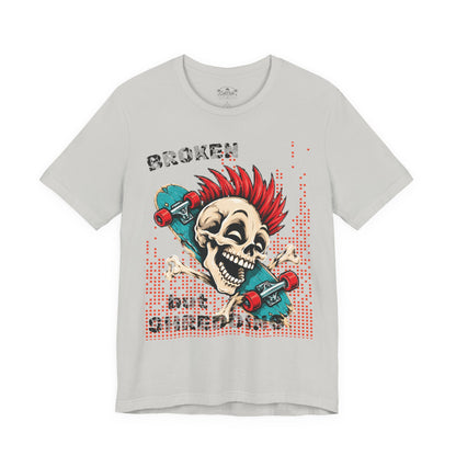Skate & Surf Collection - Broken but Shredding, Vintage Skeleton Graphic T-Shirt — CaliPride Clothing