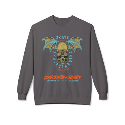 Concrete & Scars Collection - Skate or Die Winged Skull, Graphic Sweatshirt — CaliPride Clothing