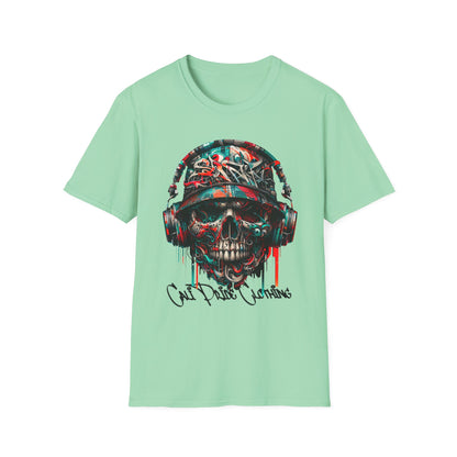 Graffiti Skull with Headphones Graphic T-Shirt - CaliPride Clothing