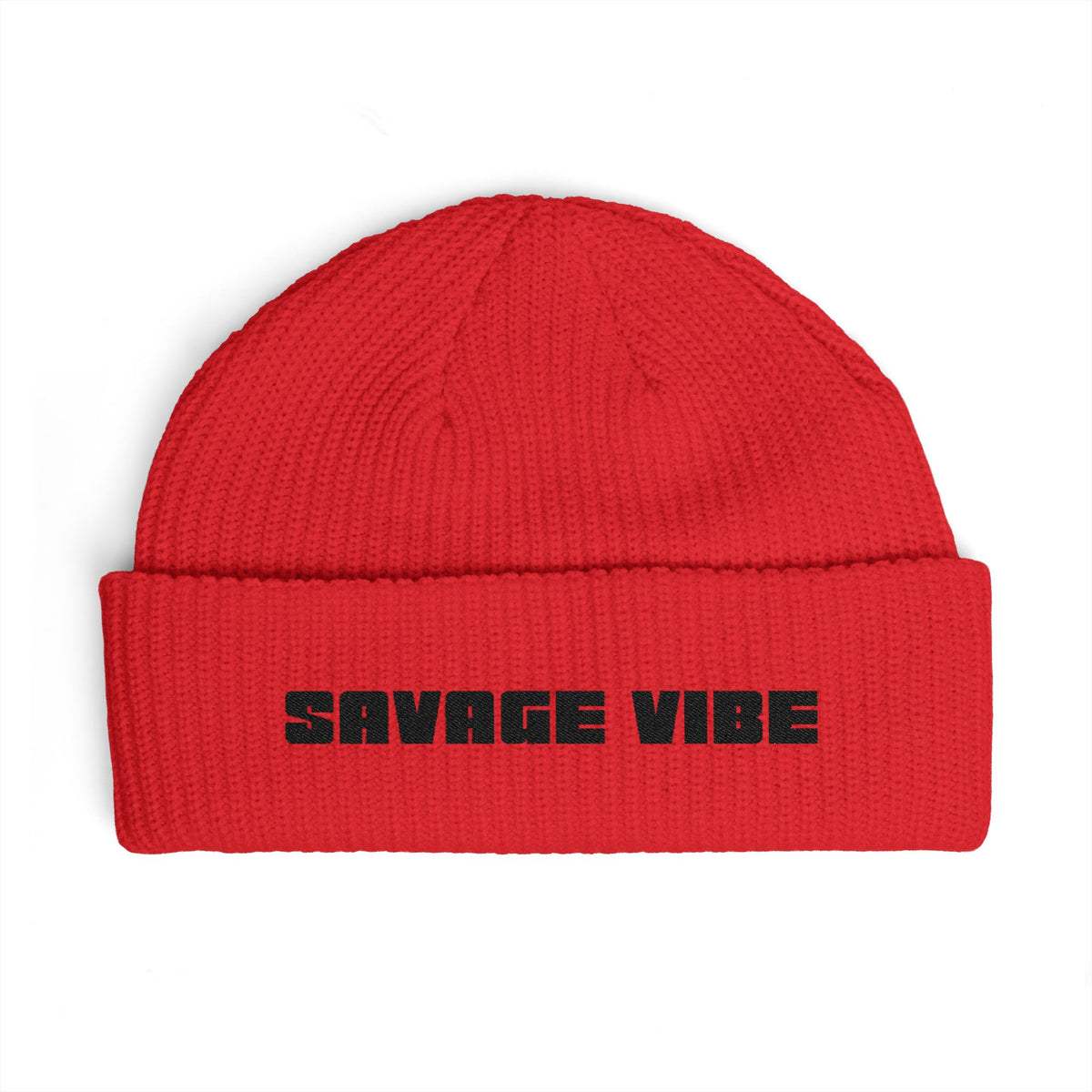 Urban Underground Collection - Savage Vibe, Cuff Beanie, Embroidered Streetwear Knit Hat - CaliPride Clothing