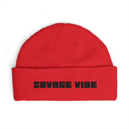 Urban Underground Collection - Savage Vibe, Cuff Beanie, Embroidered Streetwear Knit Hat - CaliPride Clothing