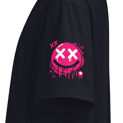Urban Underground Collection - Neon Drip, X'd Out Smiley, Graphic 4-way T Shirt - CaliPride Clothing