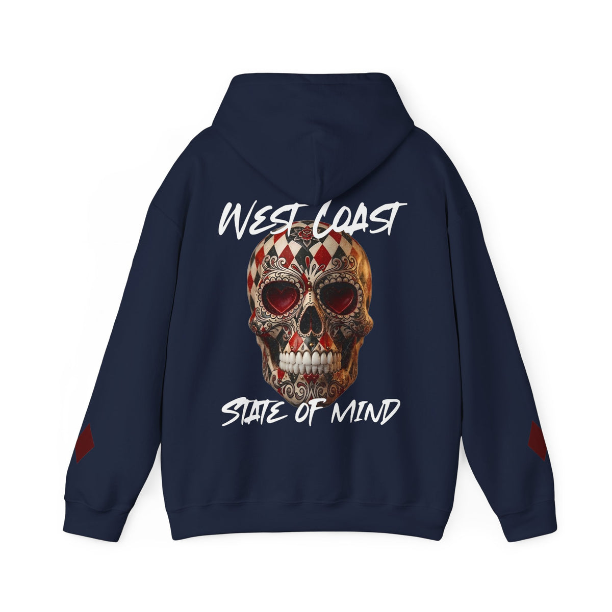 Urban Underground Collection | West Coast State of Mind - Diamond & Hearts Sugar Skull Hoodie - CaliPride Clothing
