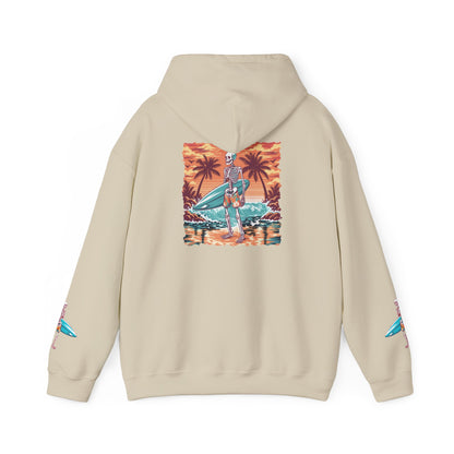Surf & Beach Collection - Skeleton Sunset Surfer, Graphic Hoodie - CaliPride Clothing