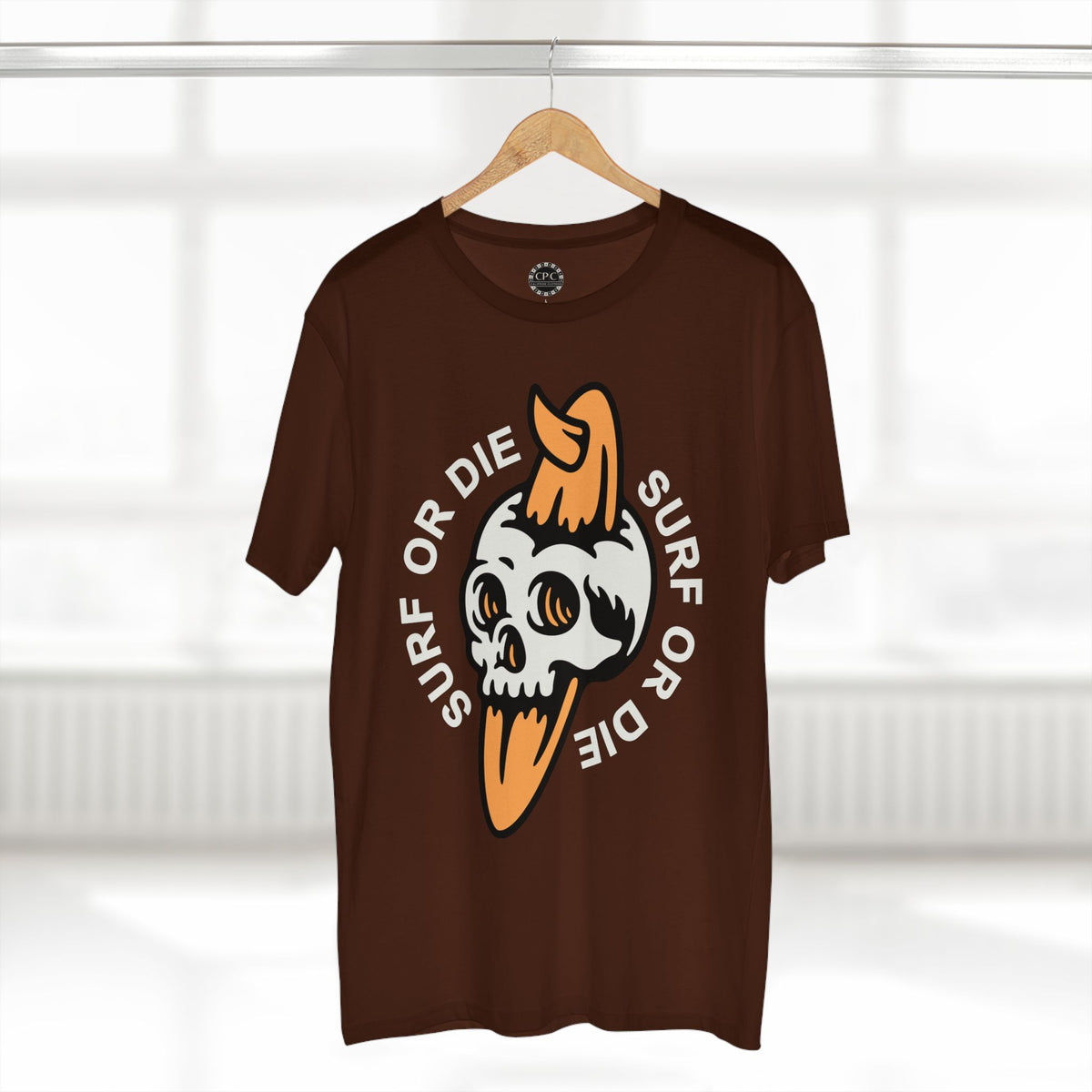 Surf & Beach Collection - "Surf or Die" Skull and Board, Premium Graphic Tee — CaliPride Clothing