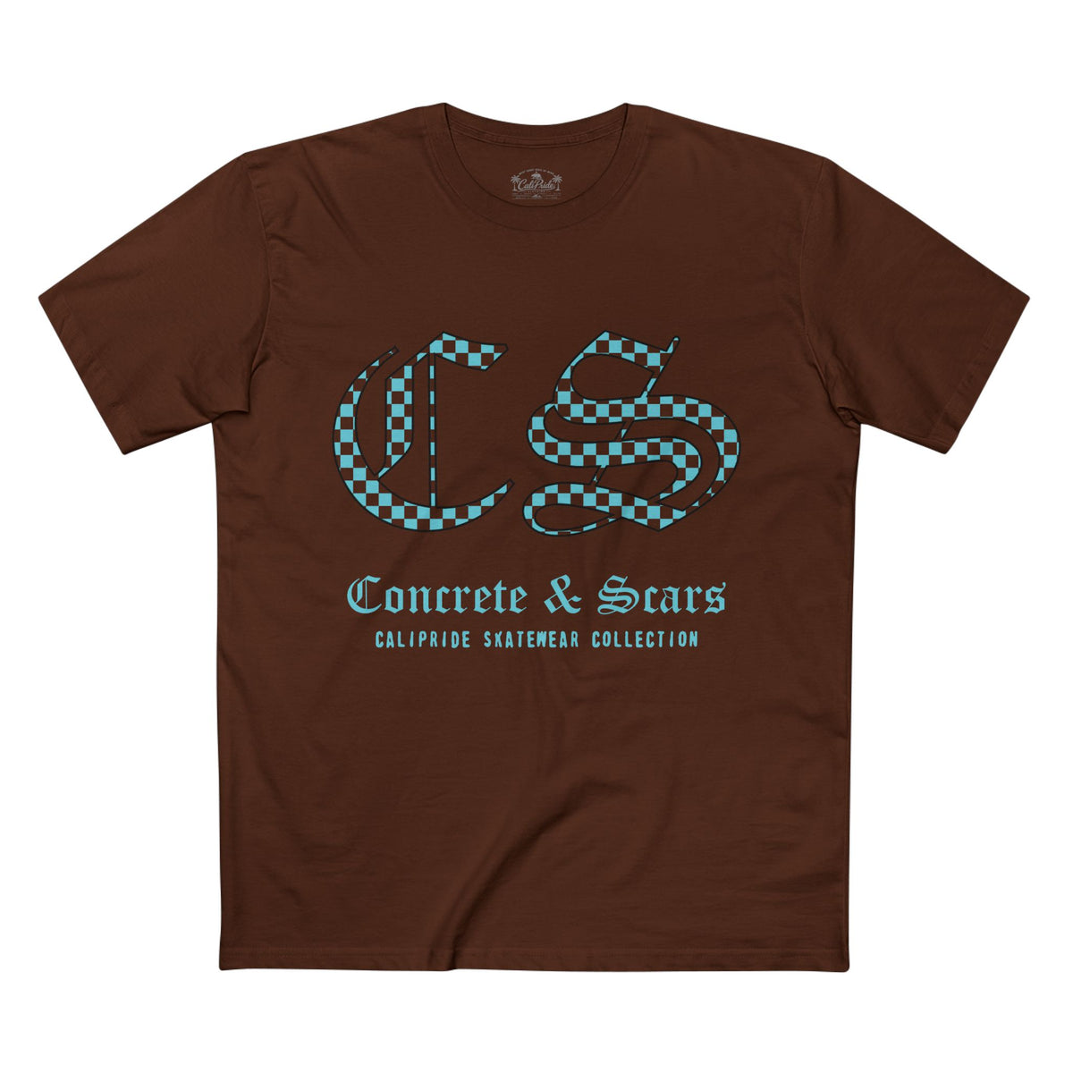 Concrete & Scars Collection - Checkered Old English, Graphic T-Shirt — CaliPride Clothing