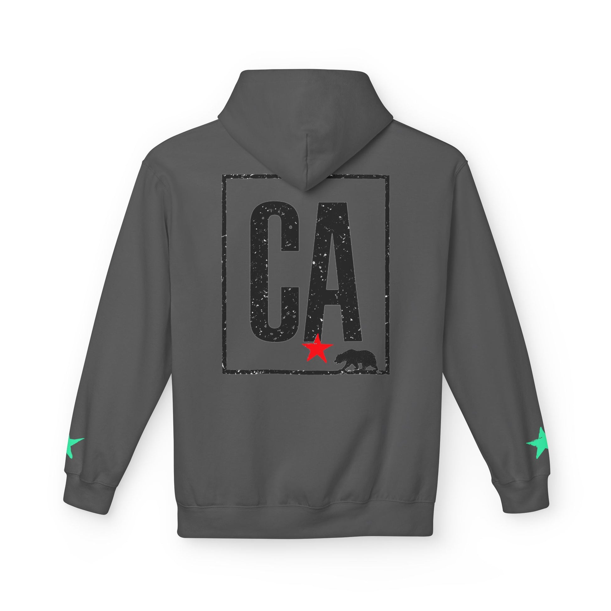 Surf & Beach Collection - CA State Bear Graphic Hoodie, Black logo - CaliPride Clothing