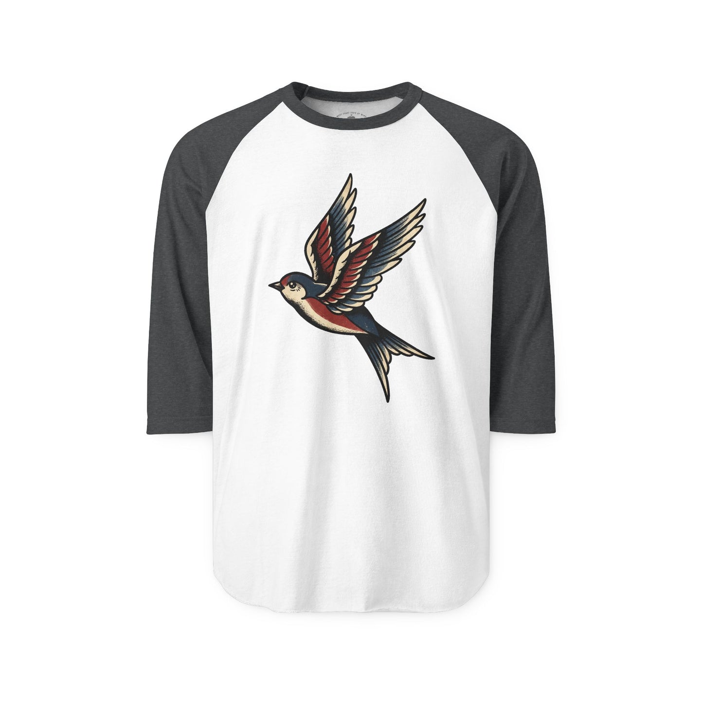 Pacific Works Collection - Raglan, Vintage Flying Swallow Graphic Raglan Tee — CaliPride Clothing