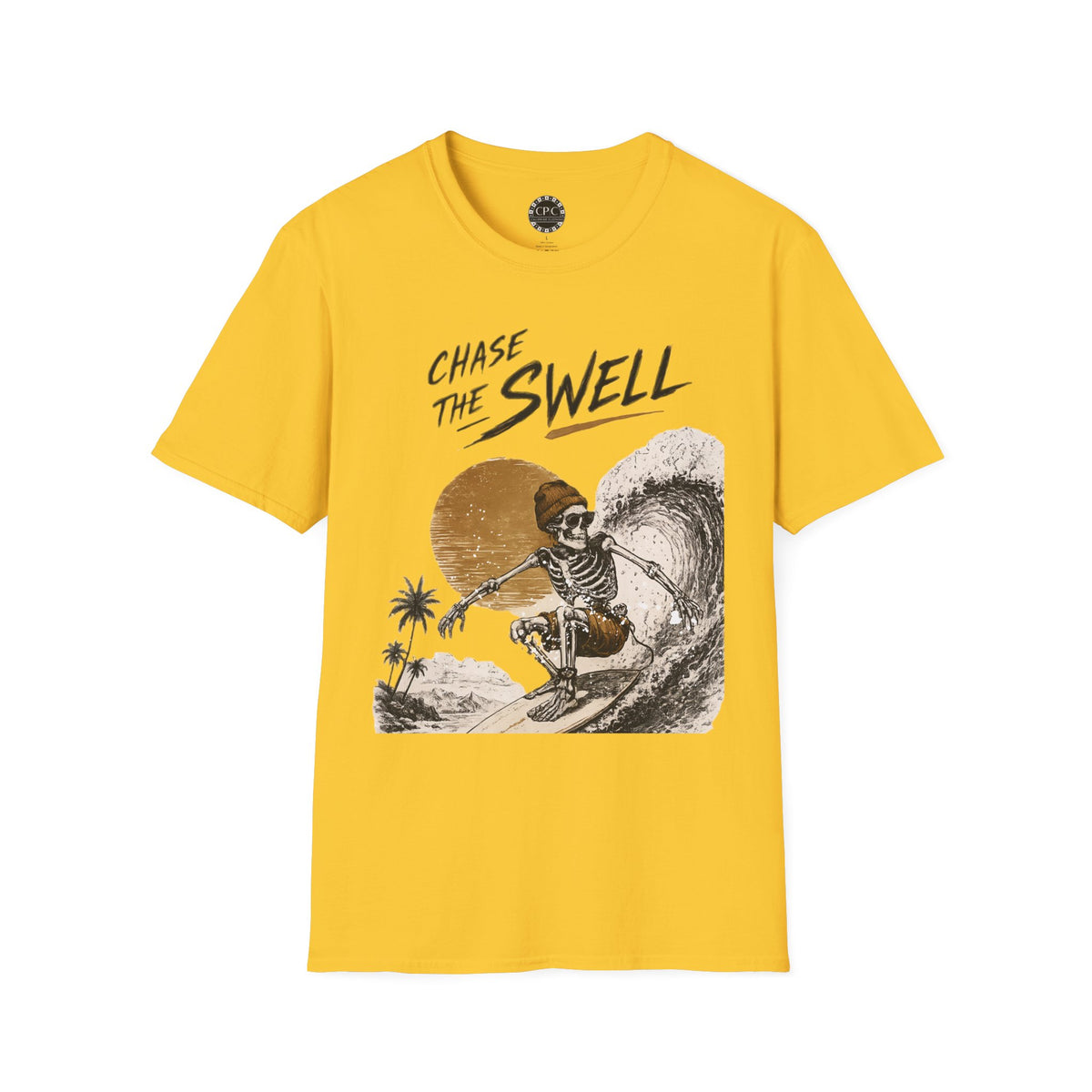 Skate & Surf Collection - "Chase the Swell", Vintage Skeleton Graphic T-Shirt — CaliPride Clothing