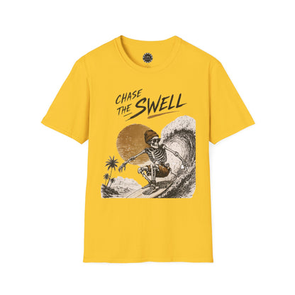 Skate & Surf Collection - "Chase the Swell", Vintage Skeleton Graphic T-Shirt — CaliPride Clothing