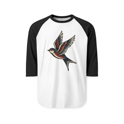 Pacific Works Collection - Raglan, Vintage Flying Swallow Graphic Raglan Tee — CaliPride Clothing