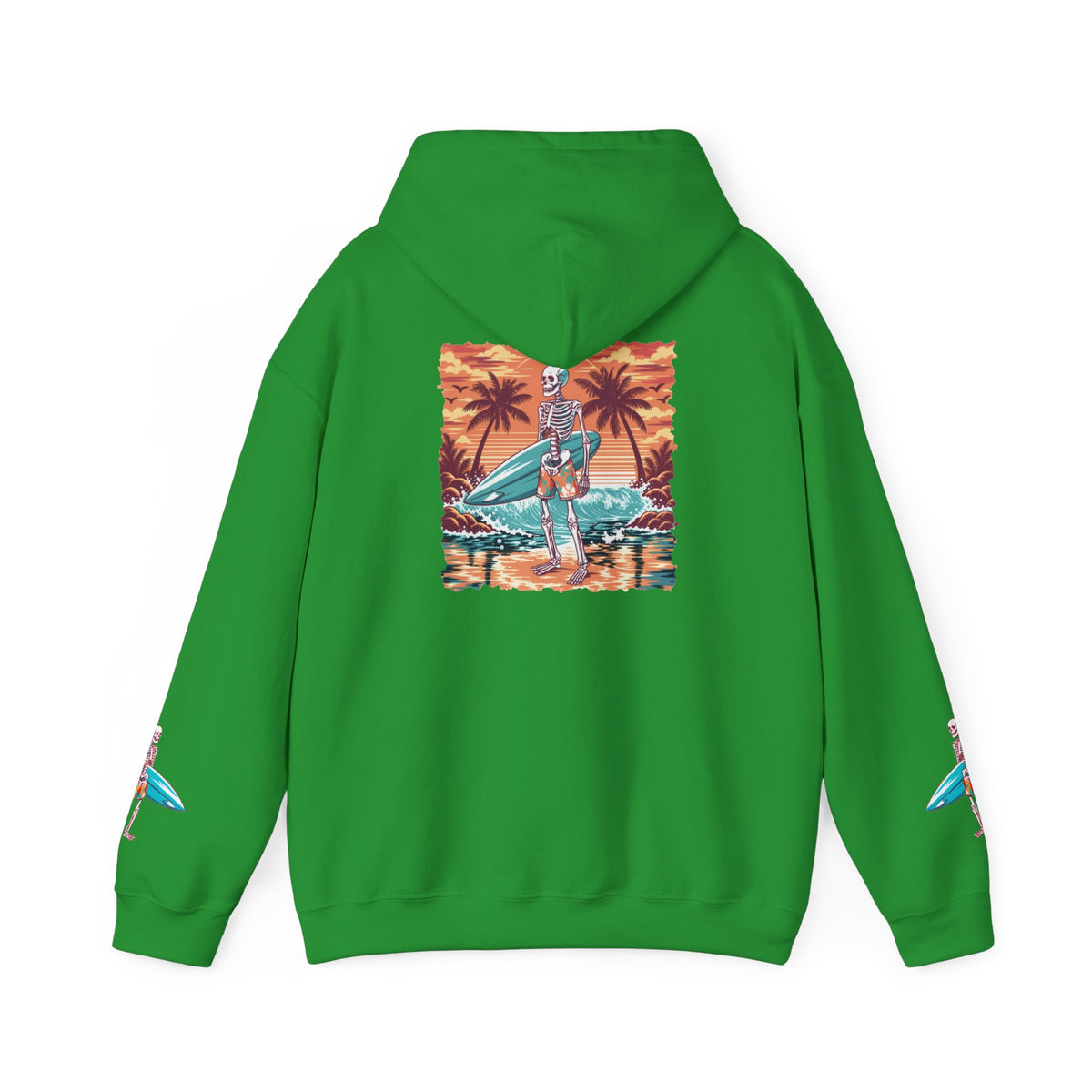 Surf & Beach Collection - Skeleton Sunset Surfer, Graphic Hoodie - CaliPride Clothing