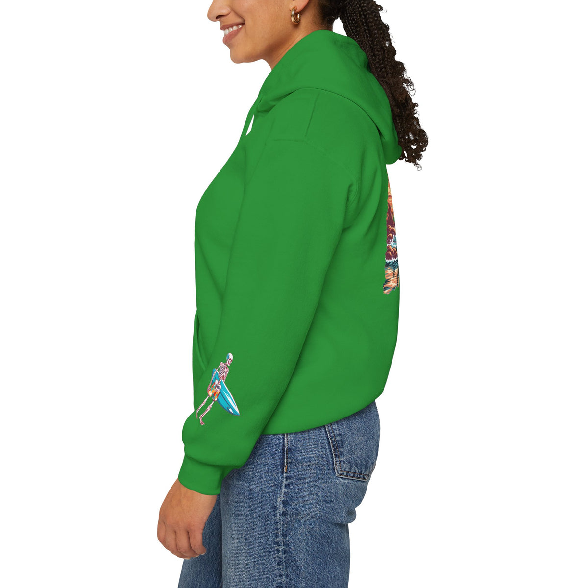 Surf & Beach Collection - Skeleton Sunset Surfer, Graphic Hoodie - CaliPride Clothing