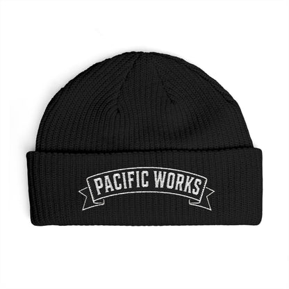 Pacific Works Collection - Cuff Beanie, Embroidered Banner Knit Hat - CaliPride Clothing