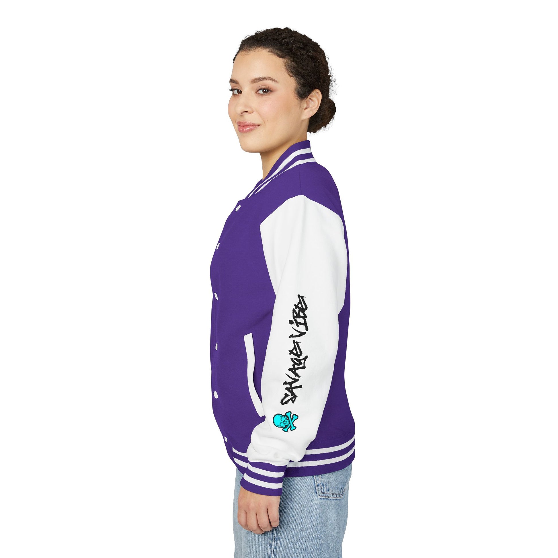 Urban Underground Collection - Savage Vibe, Bone Drop Graphic Letterman Jacket | CaliPride Clothing