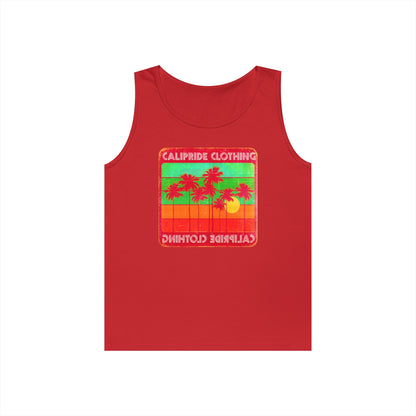 Retro Sun and Palms Silhouette Graphic Tank Top