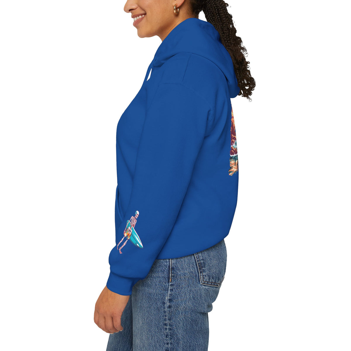 Surf & Beach Collection - Skeleton Sunset Surfer, Graphic Hoodie - CaliPride Clothing