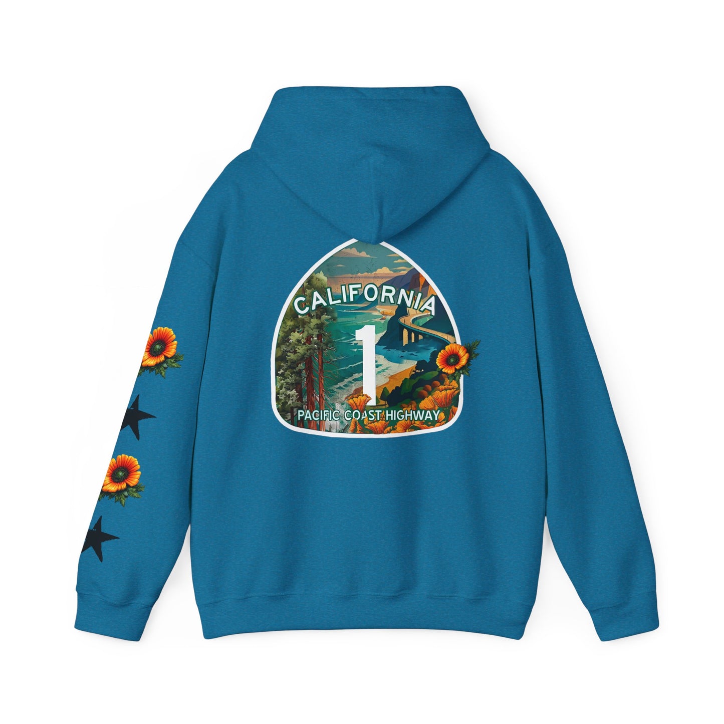 Pacific Coast Highway Hoodie & California Poppies | CaliPride Clothing