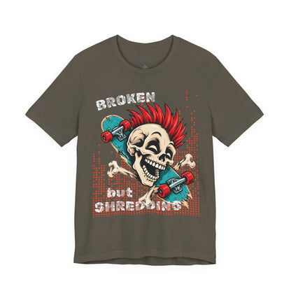 Skate & Surf Collection - Broken but Shredding, Vintage Skeleton Graphic T-Shirt — CaliPride Clothing