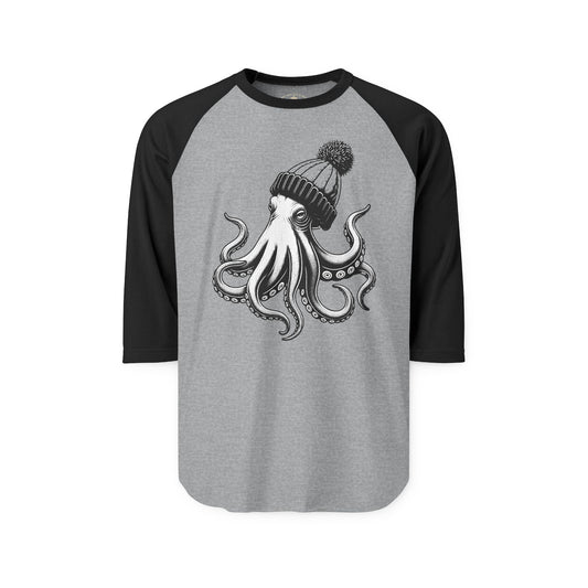 Pacific Works Collection - Raglan, Hipster Octopus Graphic Raglan Tee — CaliPride Clothing
