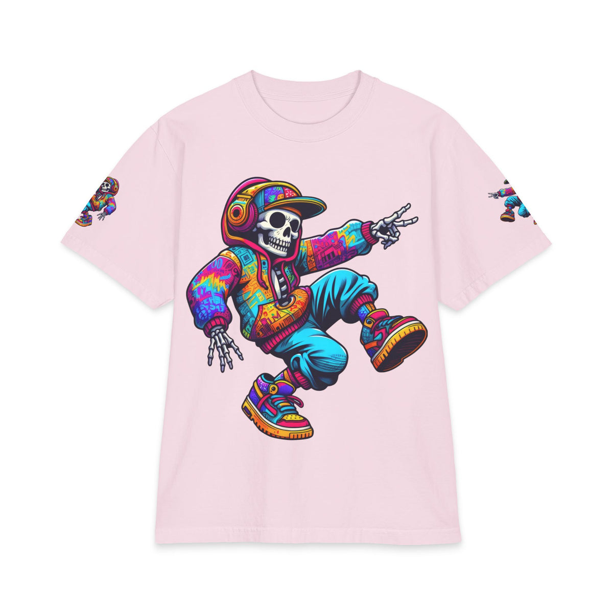 Urban Underground Collection - Neon Drip, Skeleton Jam, Graphic 4-way T Shirt - CaliPride Clothing