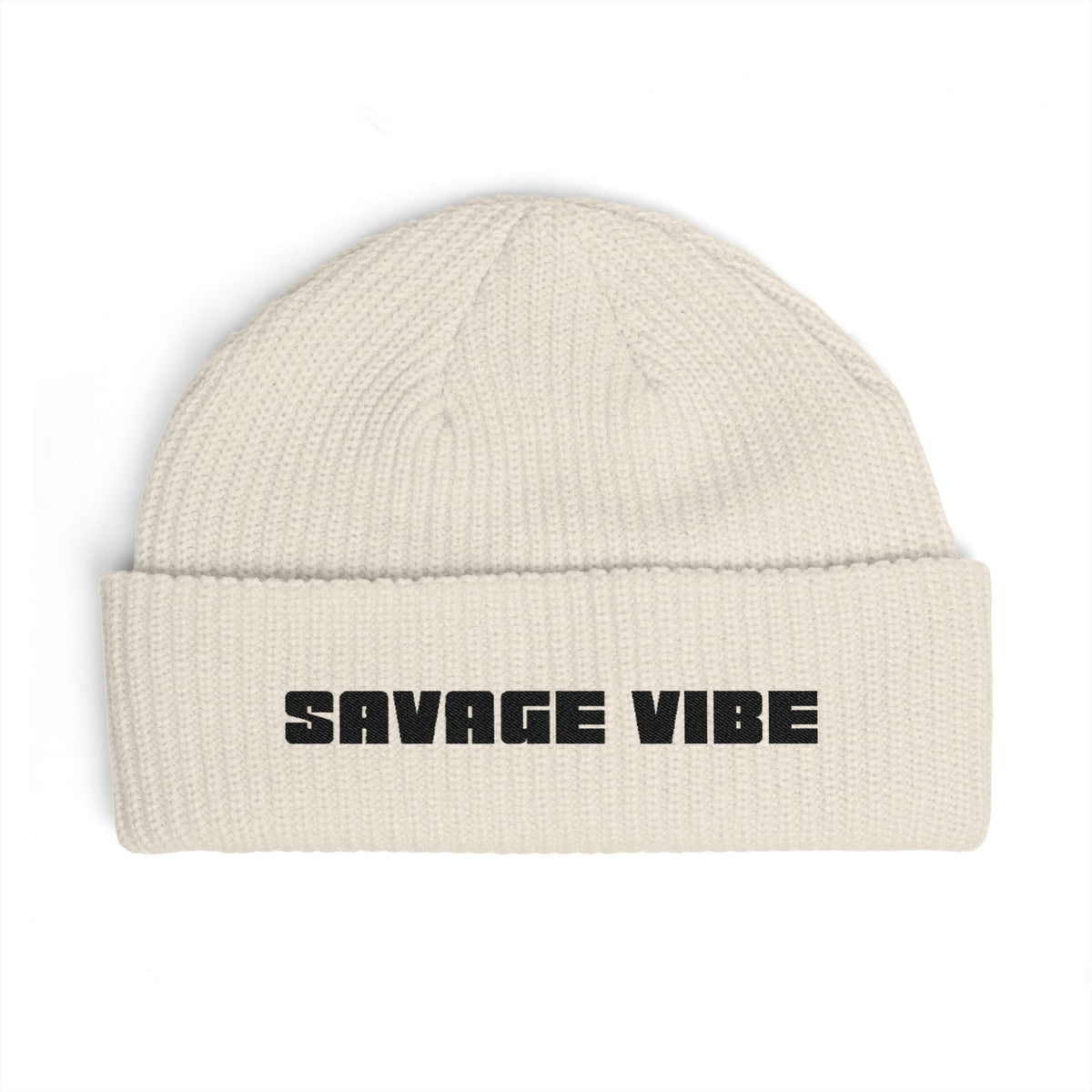 Urban Underground Collection - Savage Vibe, Cuff Beanie, Embroidered Streetwear Knit Hat - CaliPride Clothing