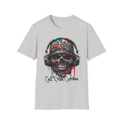 Graffiti Skull with Headphones Graphic T-Shirt - CaliPride Clothing