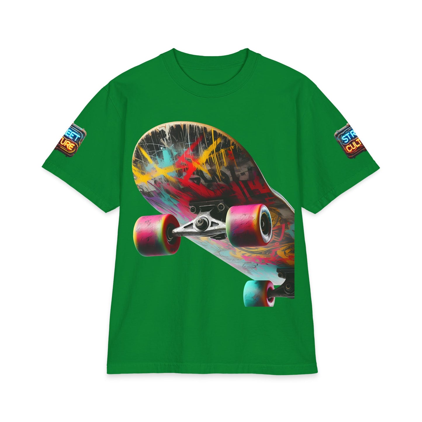 Urban Underground Collection - Neon Drip, Skateboard, Graphic 4-way T Shirt - CaliPride Clothing