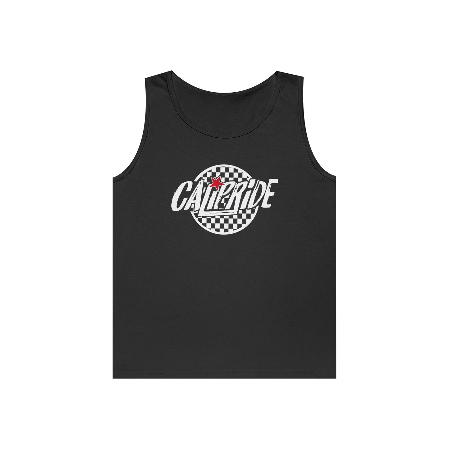CaliPride Checkered Logo Tank Top | white logo
