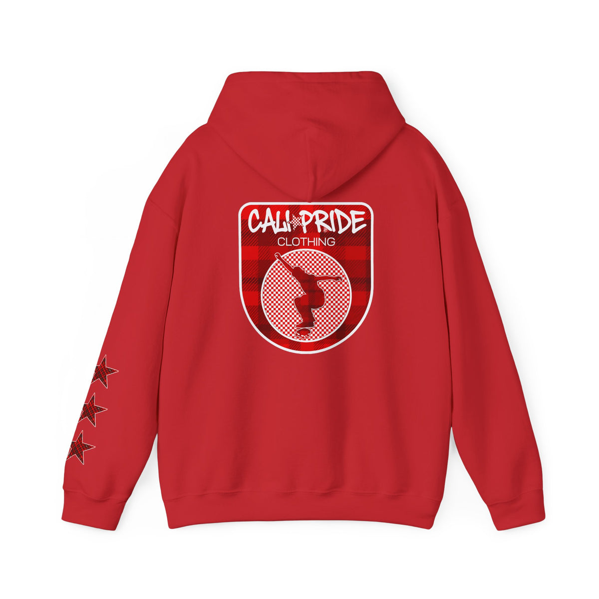 Skate & Surf Collection - CALI | CULTURE, Red Plaid Emblan w Stars Hoodie - CaliPride Clothing