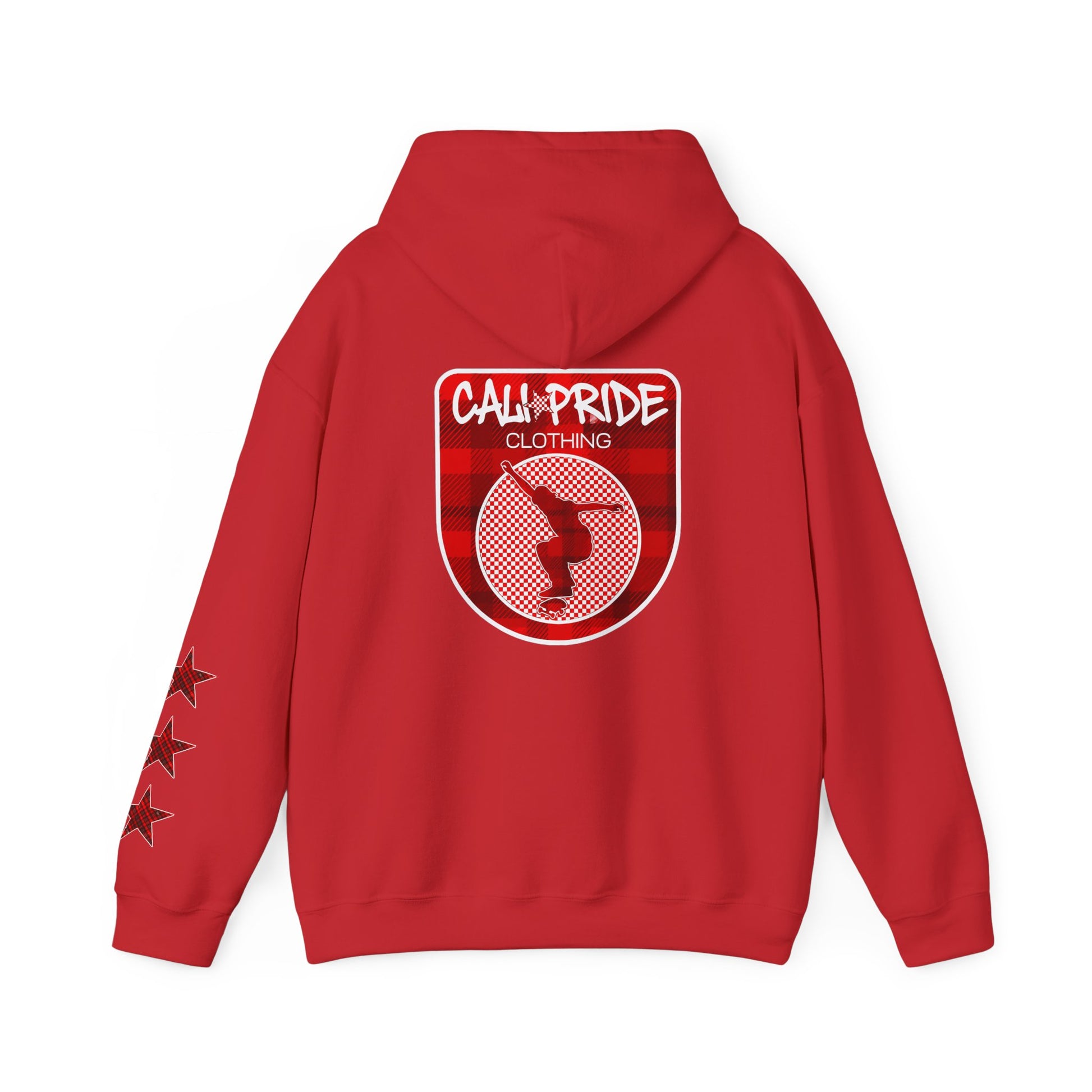 Skate & Surf Collection - CALI | CULTURE, Red Plaid Emblan w Stars Hoodie - CaliPride Clothing