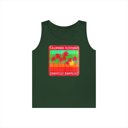 Retro Sun and Palms Silhouette Graphic Tank Top
