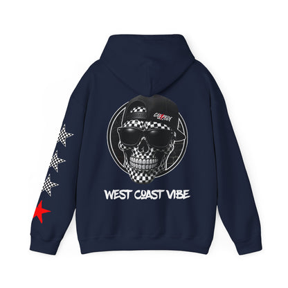 'West Coast Vibe', Checkered Sugar Skull & Stars Hoodie - CaliPride Clothing