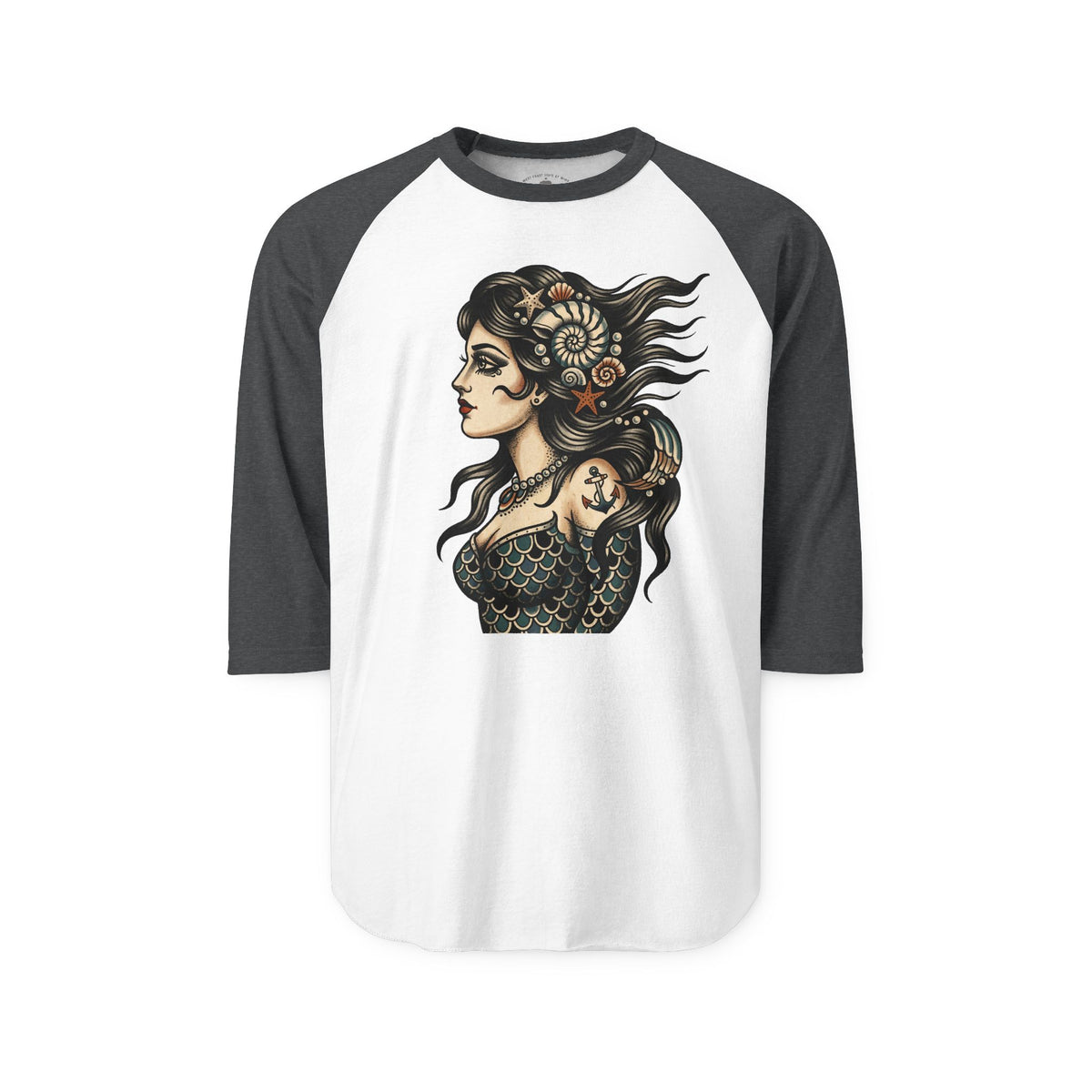 Pacific Works Collection - Raglan, Vintage Mermaid Graphic Raglan Tee — CaliPride Clothing