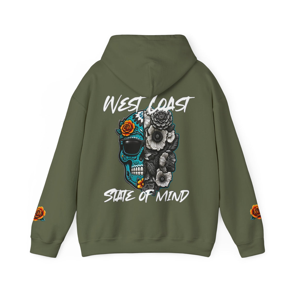 Urban Underground Collection | West Coast State of Mind - Floral & Turquoise Sugar Skull Hoodie | CaliPride Clothing