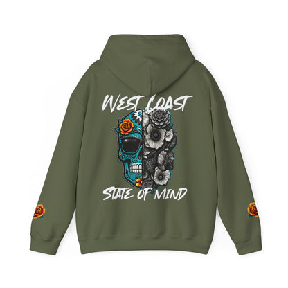 Urban Underground Collection | West Coast State of Mind - Floral & Turquoise Sugar Skull Hoodie | CaliPride Clothing