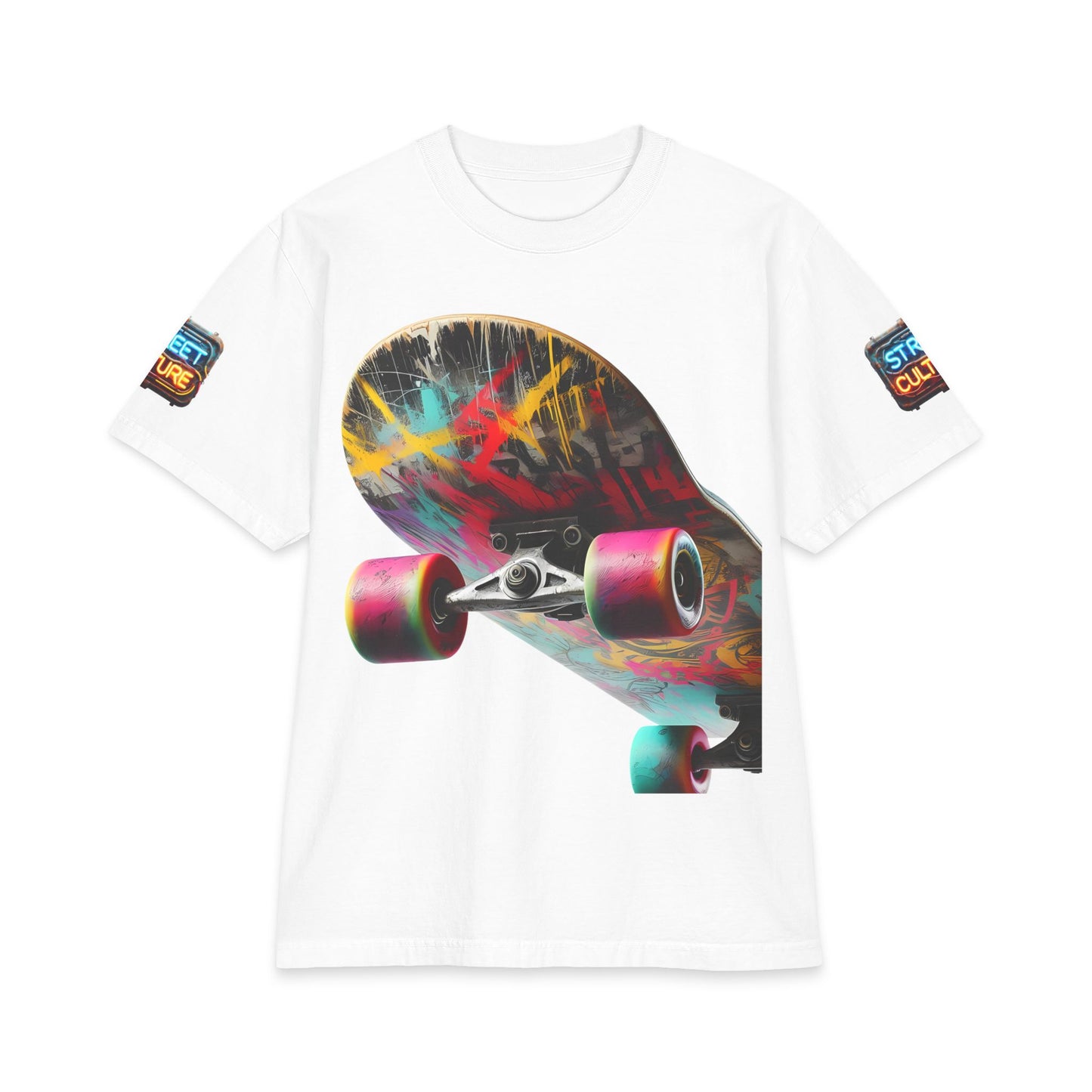 Urban Underground Collection - Neon Drip, Skateboard, Graphic 4-way T Shirt - CaliPride Clothing