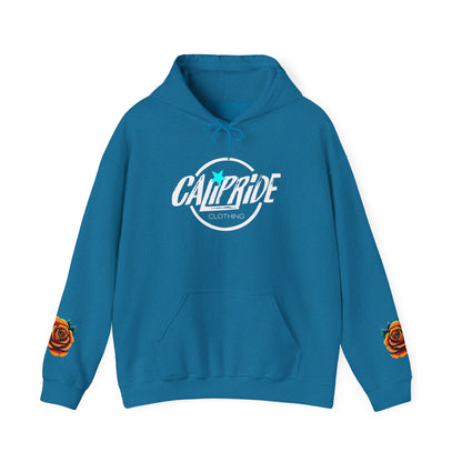 'West Coast State of Mind' Floral half Skull, turquoise, Graphic Hoodie - CaliPride Clothing
